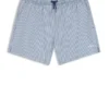Embroidered-logo swim shorts in striped seersucker