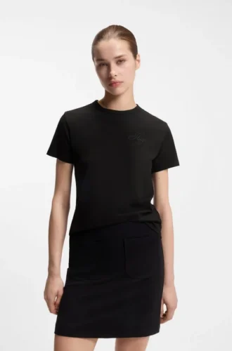 Embroidered-logo T-shirt in cotton jersey