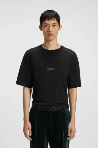 Embroidered-logo T-shirt in cotton jersey