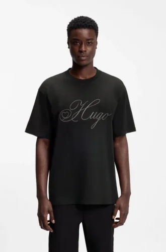 Embroidered-logo T-shirt in cotton jersey