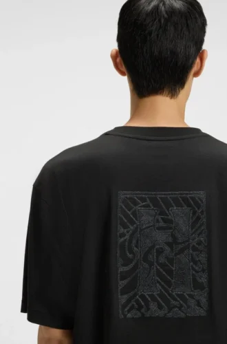 Embroidered-logo T-shirt in cotton jersey