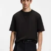 Embroidered-logo T-shirt in stretch cotton