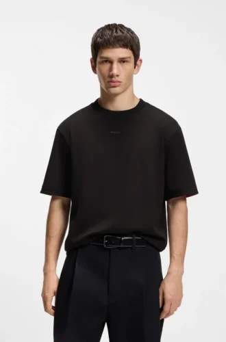 Embroidered-logo T-shirt in stretch cotton