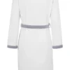 Embroidered-logo white dressing gown in cotton velvet