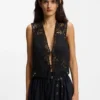 Embroidered waistcoat with tie closure