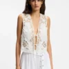 Embroidered waistcoat with tie closure