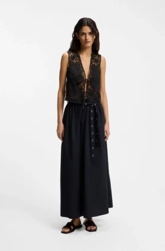 Embroidered waistcoat with tie closure