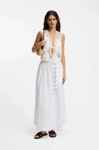 Embroidered waistcoat with tie closure