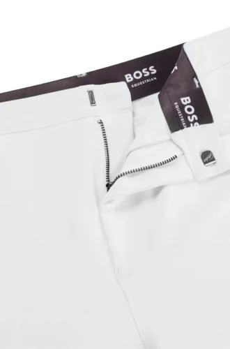 Equestrian knee-grip breeches in power-stretch material