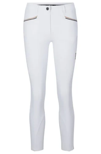 Equestrian knee-grip breeches in power-stretch material