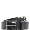 Equestrian leather belt with hand-embroidered signature stripes Equestrian leather belt with hand-embroidered signature stripes