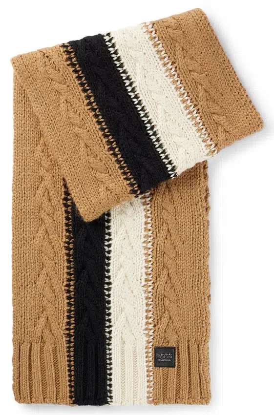 Equestrian signature-stripe scarf with cable knit Equestrian signature-stripe scarf with cable knit