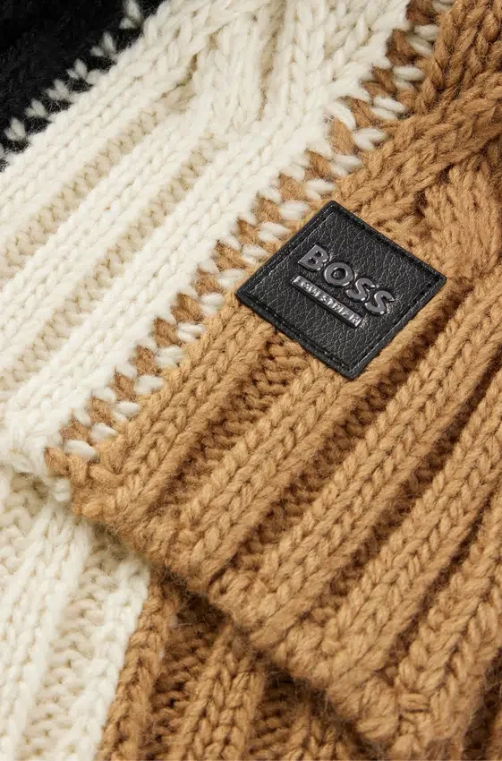 Equestrian signature-stripe scarf with cable knit Equestrian signature-stripe scarf with cable knit
