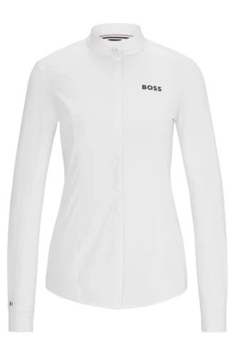 Equestrian slim-fit show blouse in mixed materials