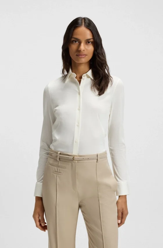 Extra-slim-fit blouse in cotton jersey Extra-slim-fit blouse in cotton jersey