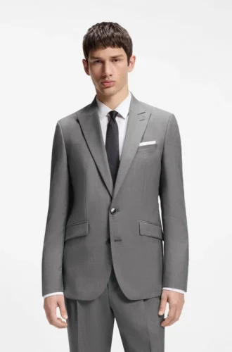 Extra-slim-fit jacket in virgin-wool dobby