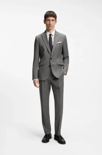 Extra-slim-fit jacket in virgin-wool dobby