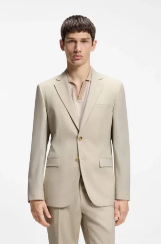 Extra-slim-fit suit jacket in wool-blend poplin