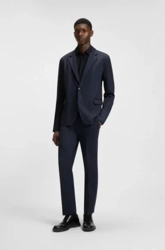 Extra-slim-fit trousers in twill-print jersey