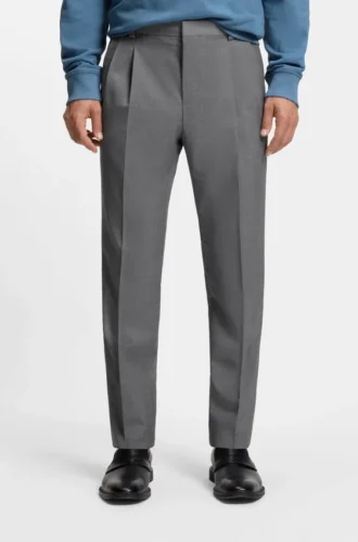 Extra-slim-fit trousers in virgin-wool dobby