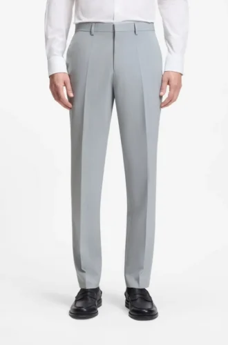 Extra-slim-fit trousers in wool-blend poplin