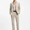 Extra-slim-fit trousers in wool-blend poplin