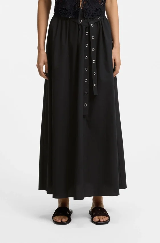 Eyelet-belt skirt in cotton poplin Eyelet-belt skirt in cotton poplin