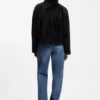 Faux fur coat with contrasting patch pockets