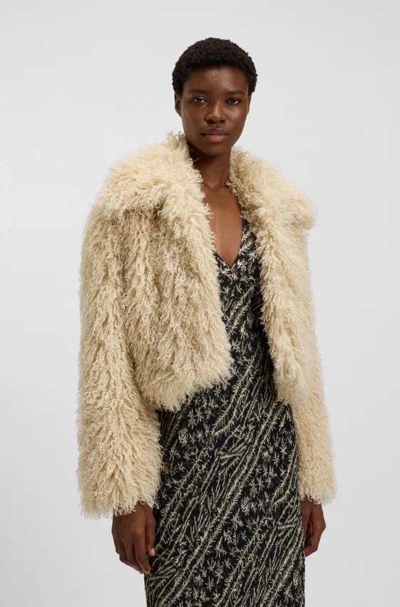 Faux-fur jacket with cropped length Faux-fur jacket with cropped length