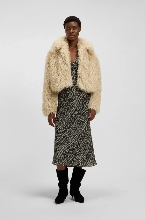 Faux-fur jacket with cropped length Faux-fur jacket with cropped length
