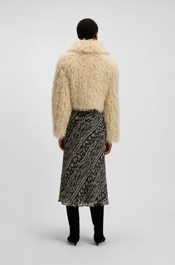 Faux-fur jacket with cropped length Faux-fur jacket with cropped length
