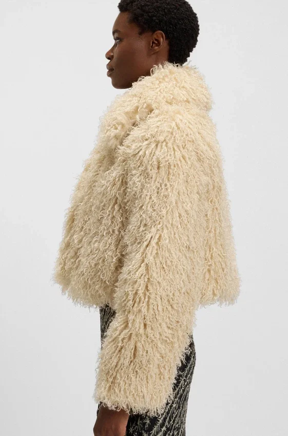 Faux-fur jacket with cropped length Faux-fur jacket with cropped length