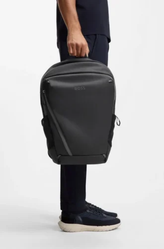 Faux-leather backpack with reflective details
