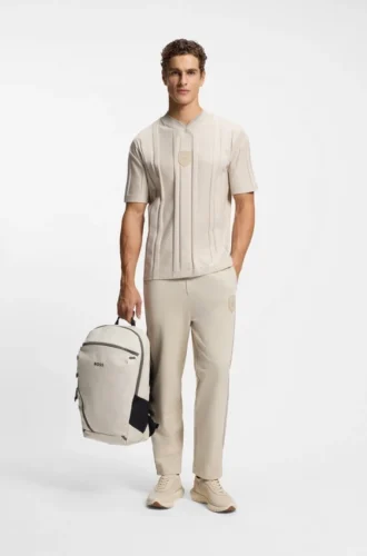 Faux-leather backpack with reflective details