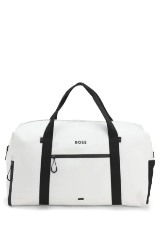 Faux-leather holdall with reflective zips