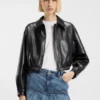 Faux-leather jacket with embossed logo Faux-leather jacket with embossed logo