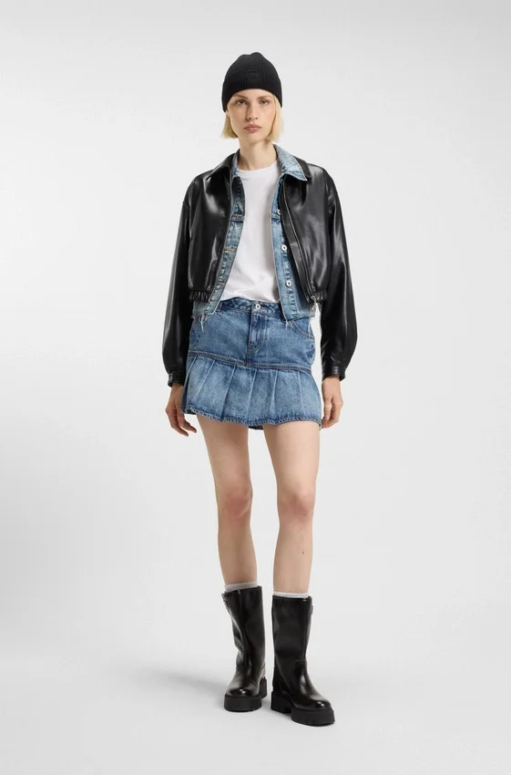 Faux-leather jacket with embossed logo Faux-leather jacket with embossed logo
