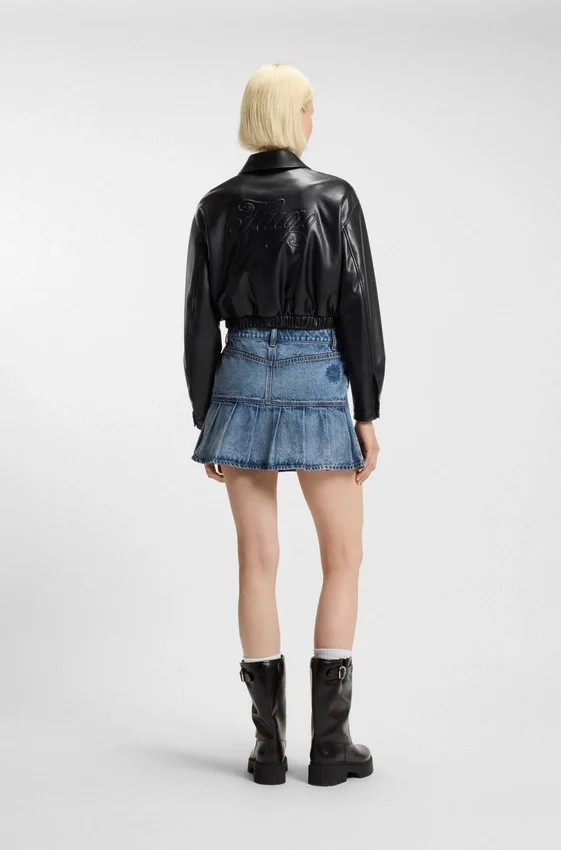 Faux-leather jacket with embossed logo Faux-leather jacket with embossed logo