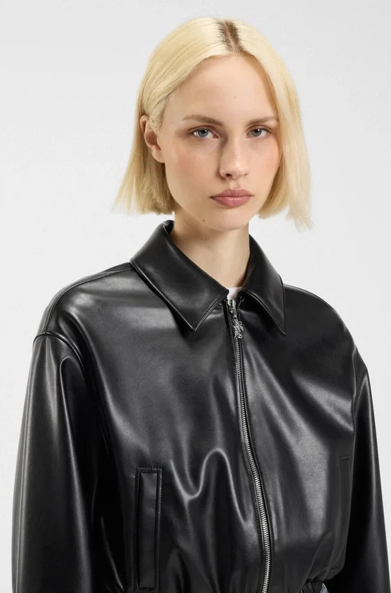 Faux-leather jacket with embossed logo Faux-leather jacket with embossed logo