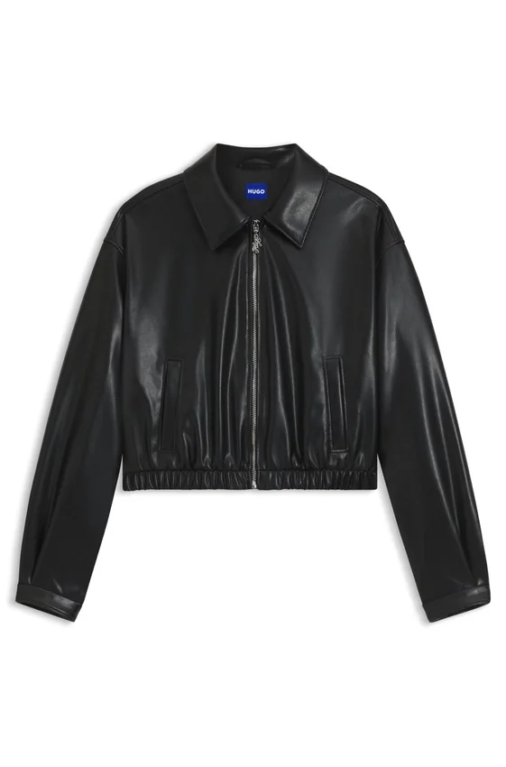 Faux-leather jacket with embossed logo Faux-leather jacket with embossed logo