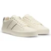 Faux-leather trainers with grained and plain textures
