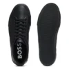 Faux-leather trainers with grained and plain textures