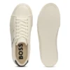 Faux-leather trainers with grained and plain textures