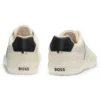 Faux-leather trainers with grained and plain textures