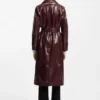 Faux-leather trench coat with double-breasted closure