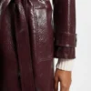 Faux-leather trench coat with double-breasted closure