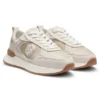 Faux-suede trainers in lizard-print leather