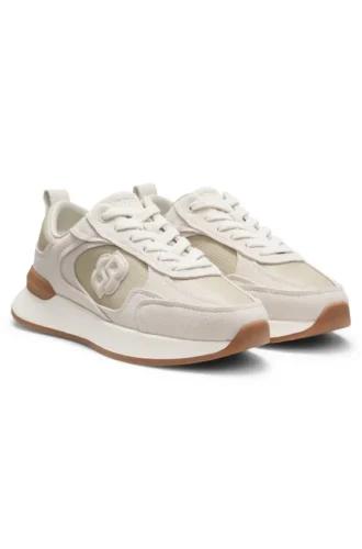 Faux-suede trainers in lizard-print leather