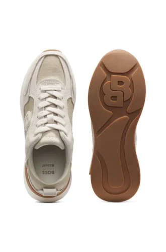Faux-suede trainers in lizard-print leather