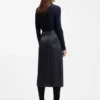 Faux-wrap midi skirt in satin
